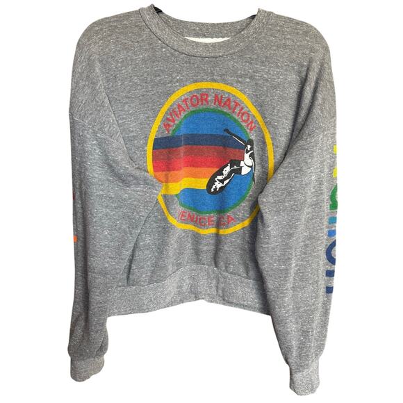 Aviator Nation NWOT Aspen Relaxed Crew Sweatshirt In Heather Grey Size XS - Picture 7 of 13